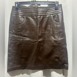Chic Brown Leather Barami Skirt